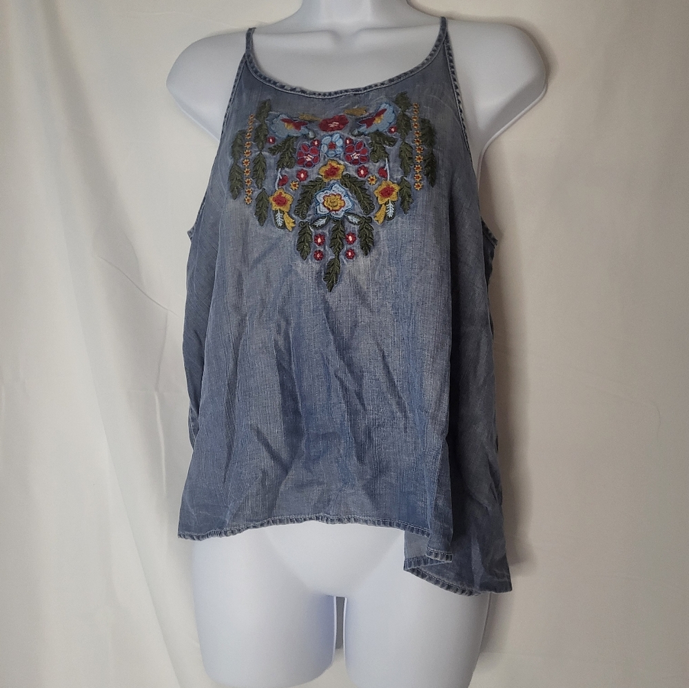 Velvet heart embroidered tank